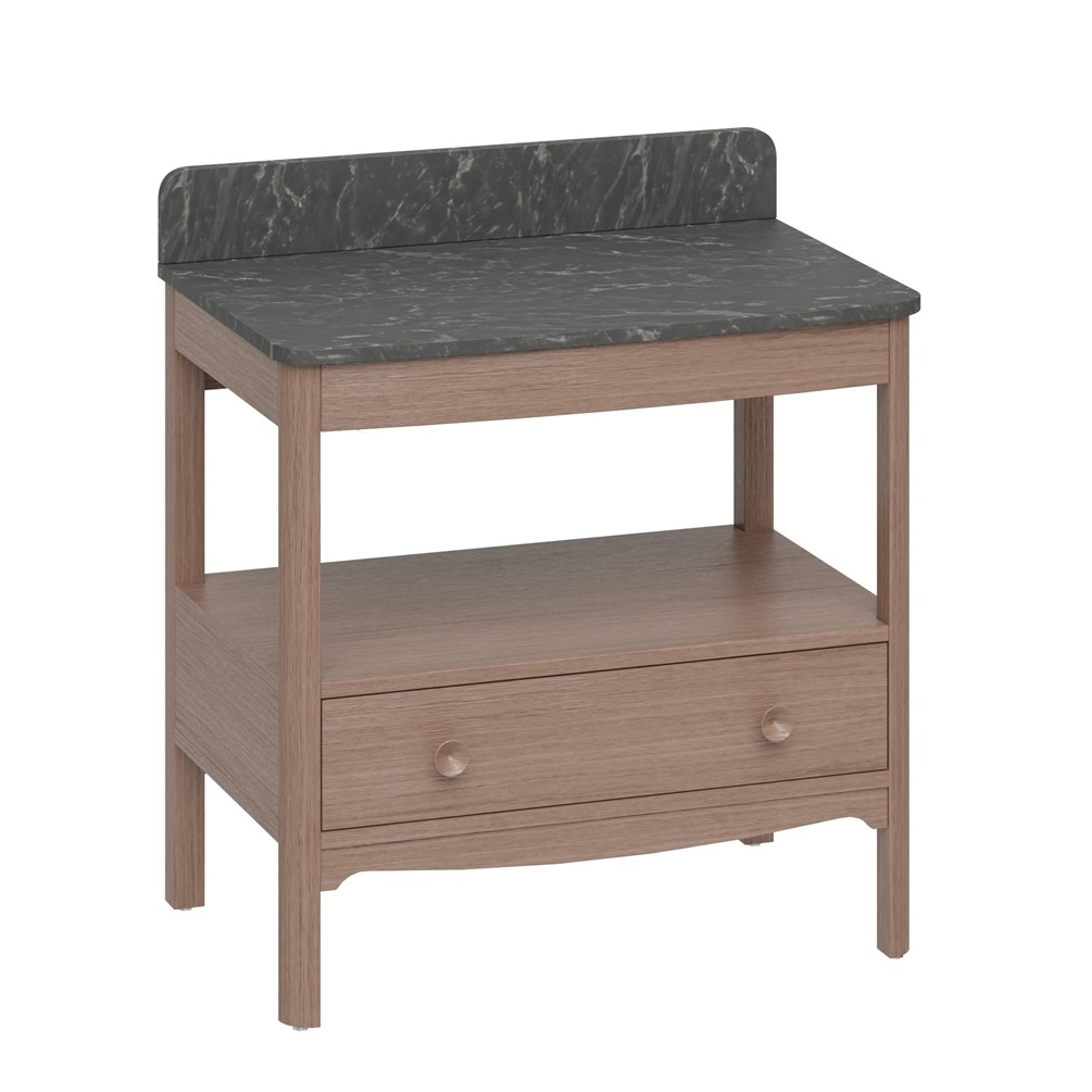 Product cut out Image of Burlington Guild 850 Dark Oak Furniture Unit and Marquina Worktop GU8500DDOK_FS GU850TMQ